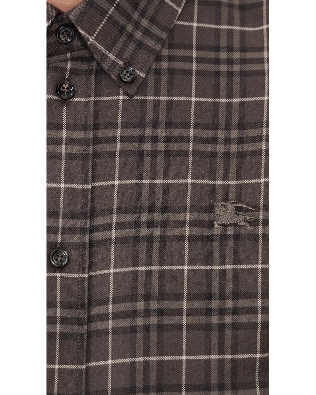 Burberry Black Robert Check Button Down for men