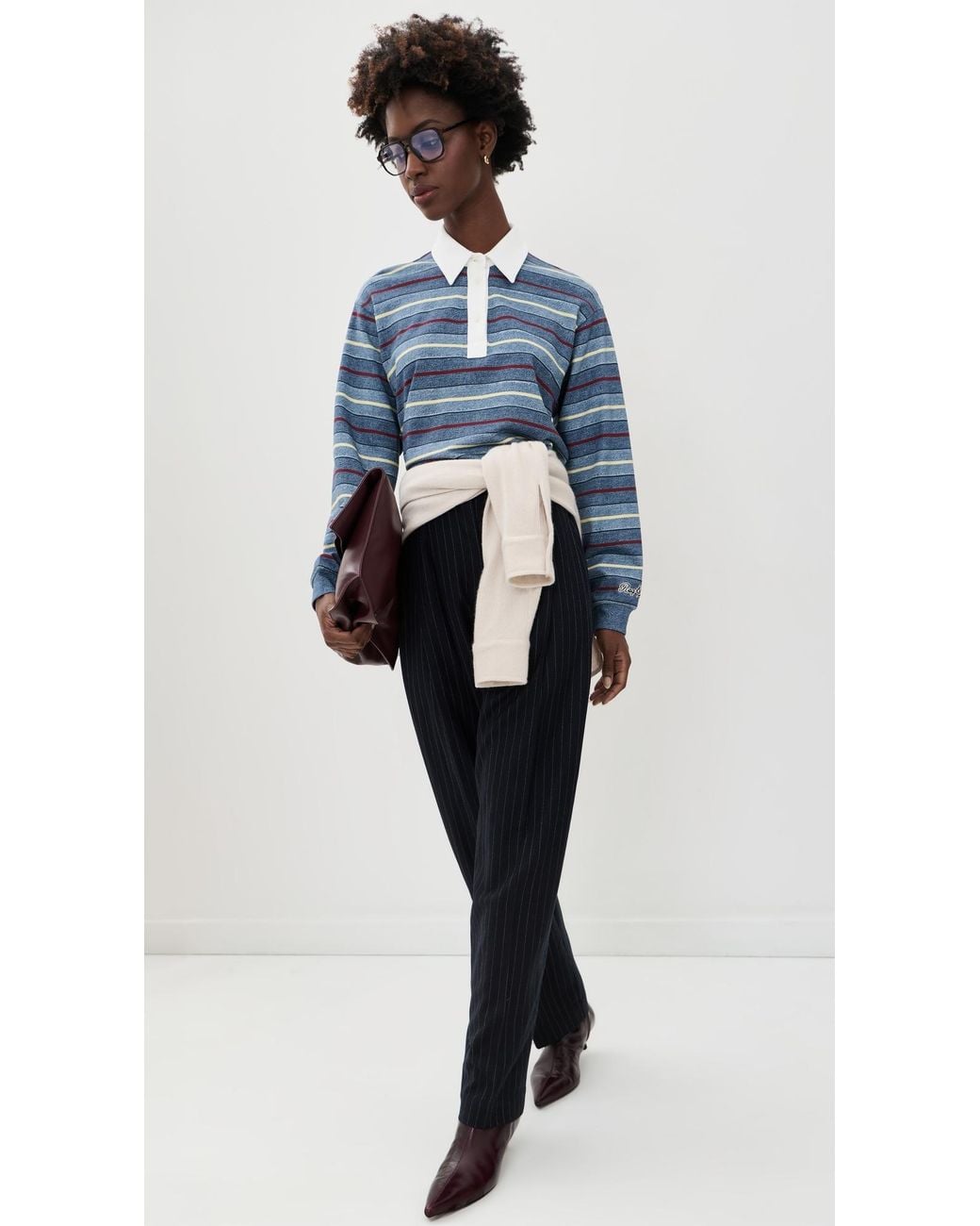 Ad Rag Com Rag & Bone Rb Miramar Cropped Rugby Polo in Blue | Lyst
