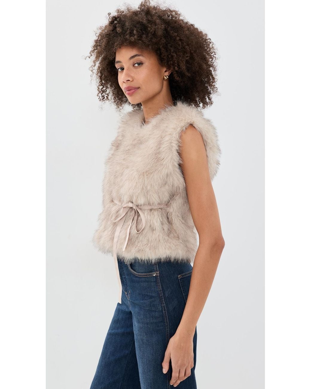 House Of Sunny Gaia Faux Fur Jacket in Blue | Lyst