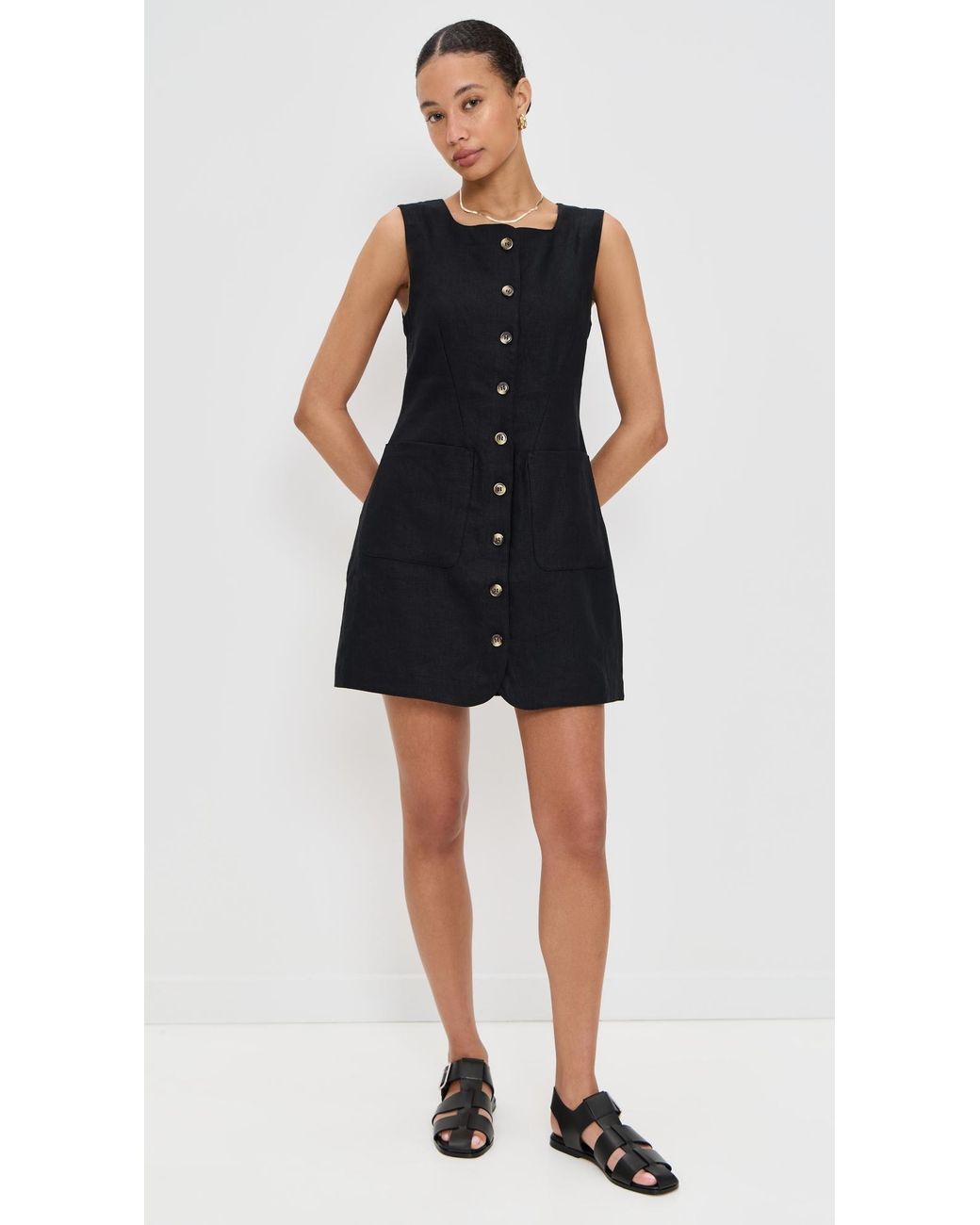 Posse Black Emma Button Down Mini Dress