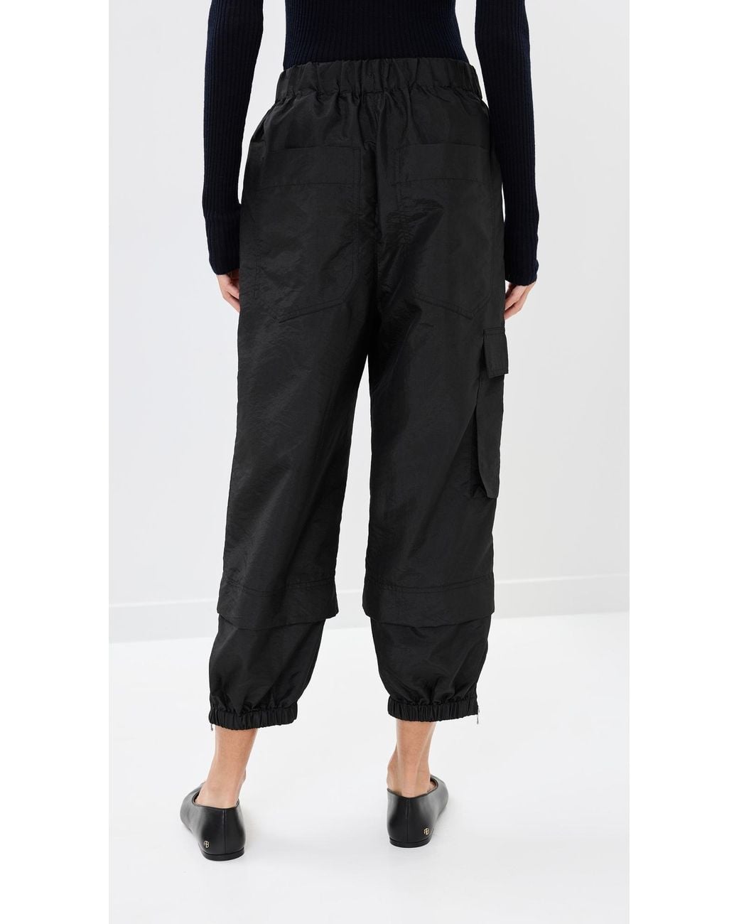 Tibi Black Crispy Nylon Pull On Joggers