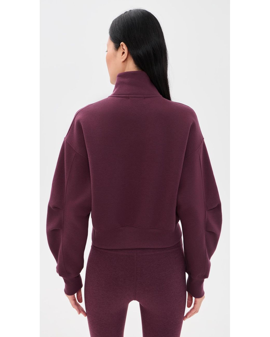 Beyond Yoga Purple Double Zip Cropped Jacket