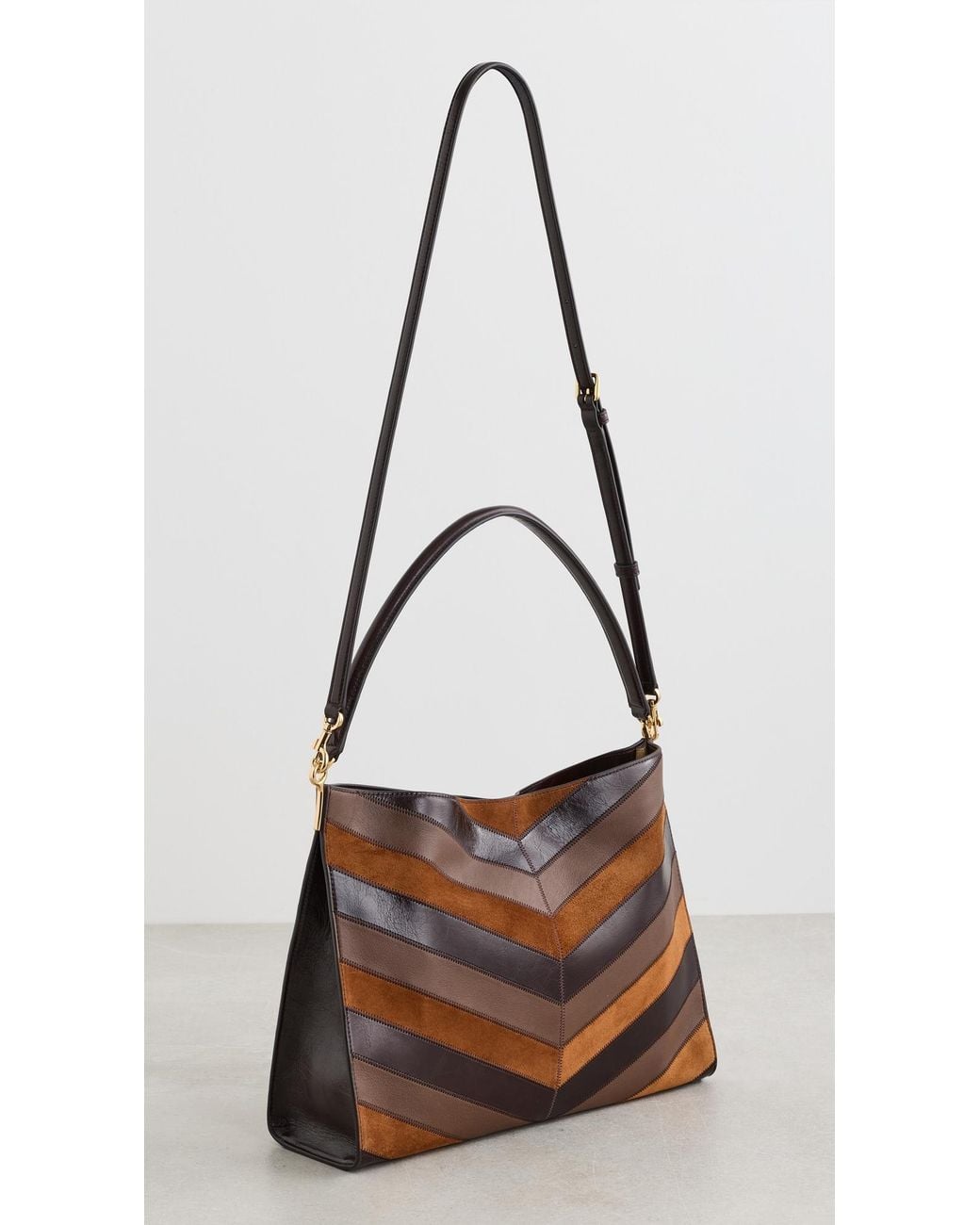 Veronica Beard Brown Chevron Vida Bag