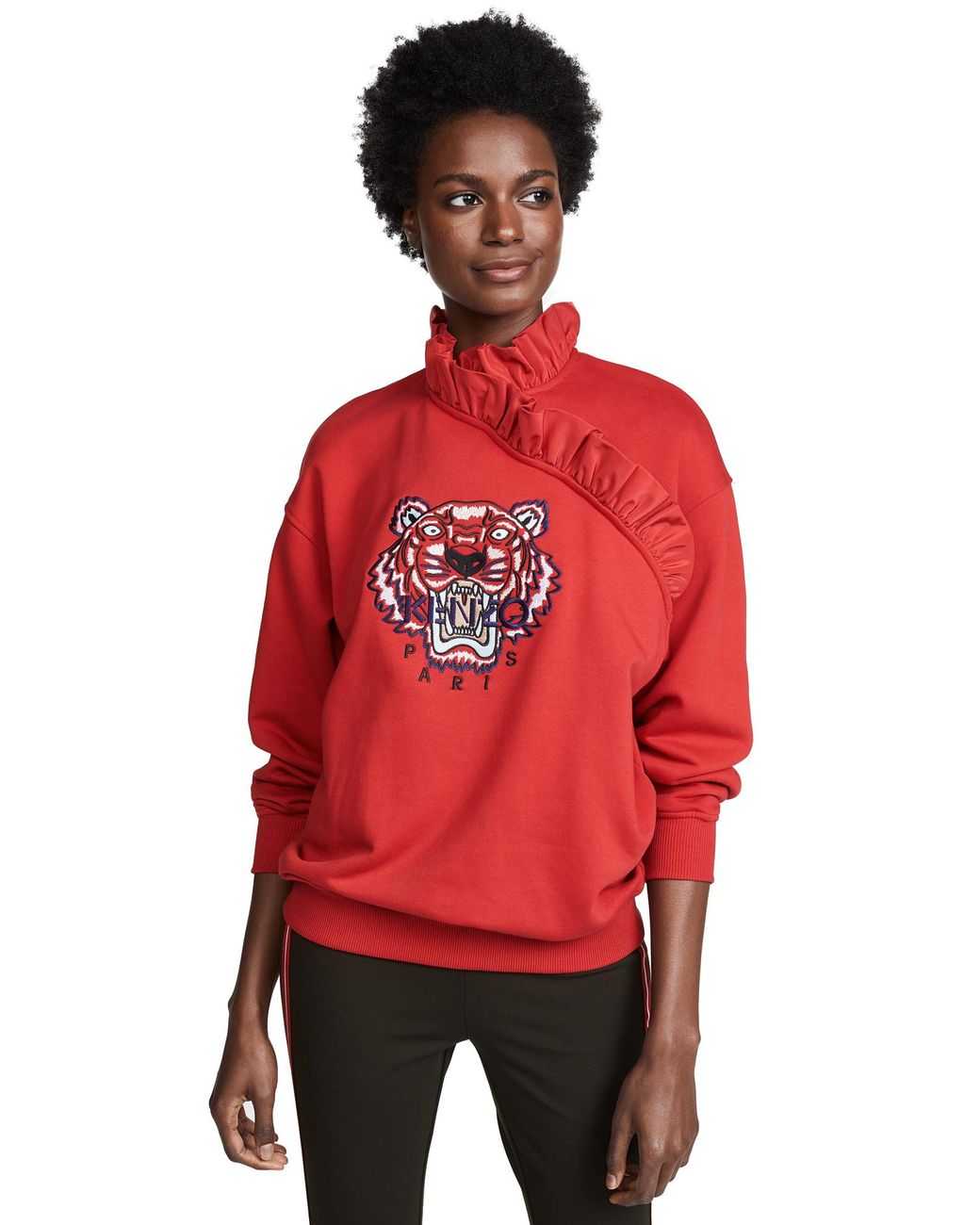 KENZO Tiger Ruffle Sweatshirt in Red Lyst