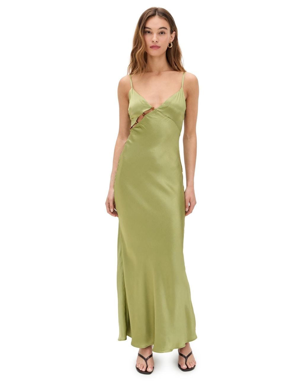 slim fit dress slacks MINKPINK Artistic Garden Maxi Dress In Green main image 0