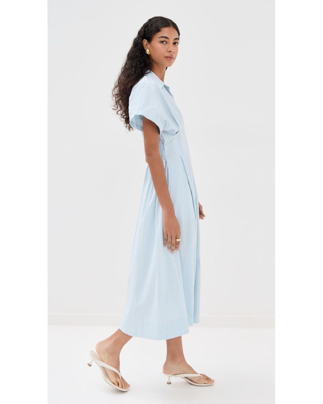Le Bos Blue Roberta Button Down Dress
