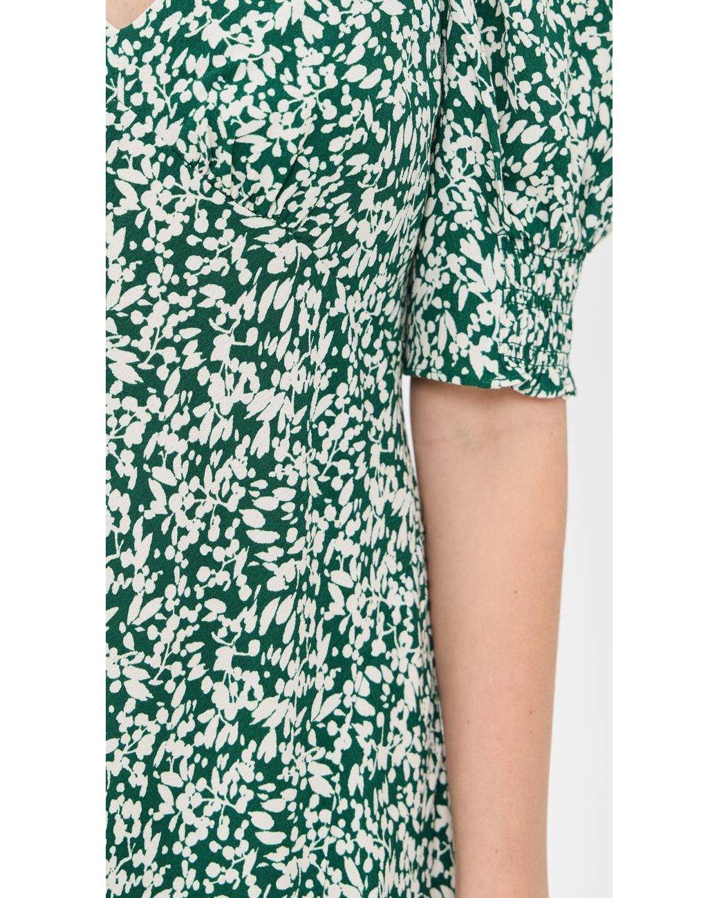 Madewell Crepe V Neck Printed Mini Dress in Green | Lyst