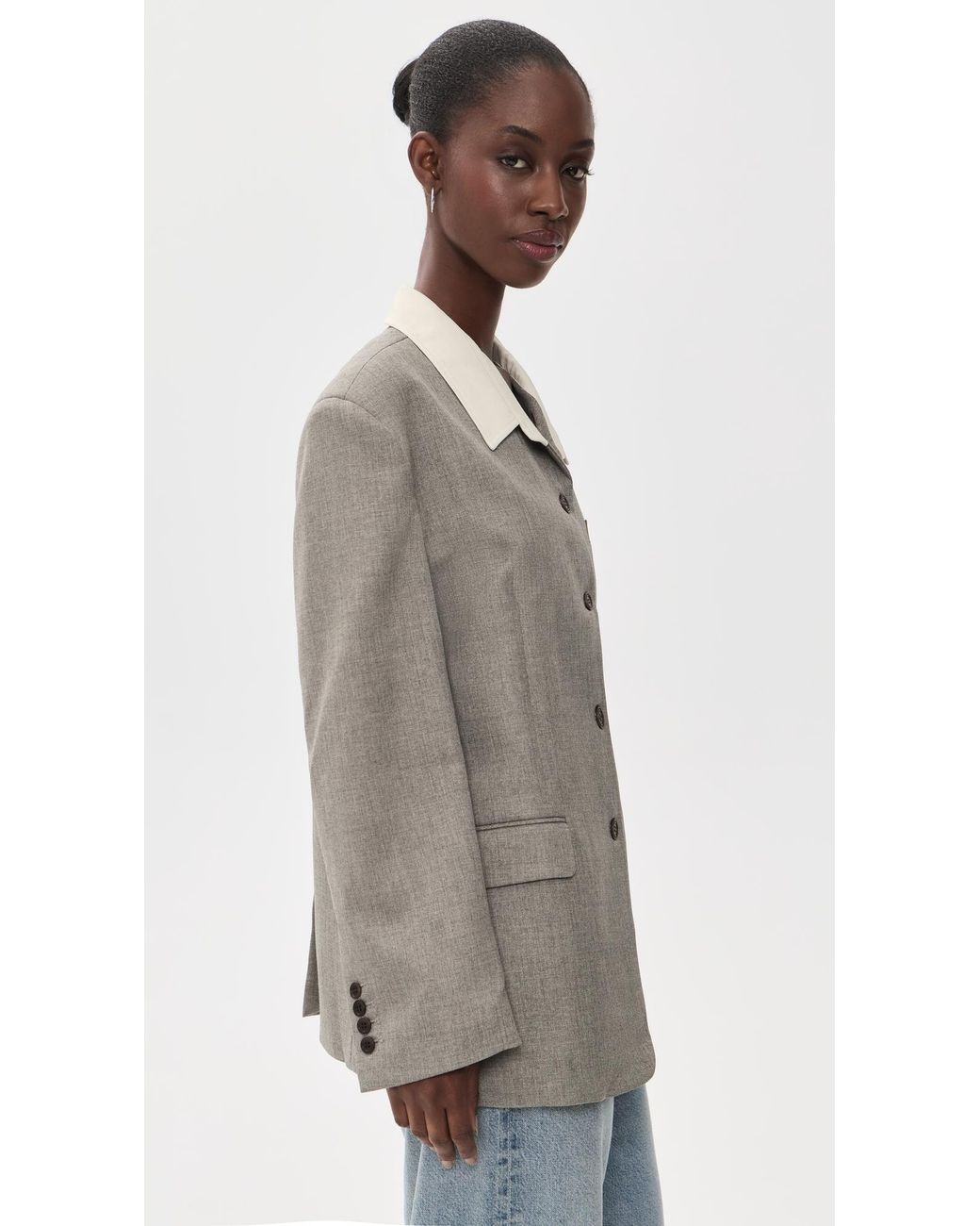Source Unknown Gray Suki Collar Blazer