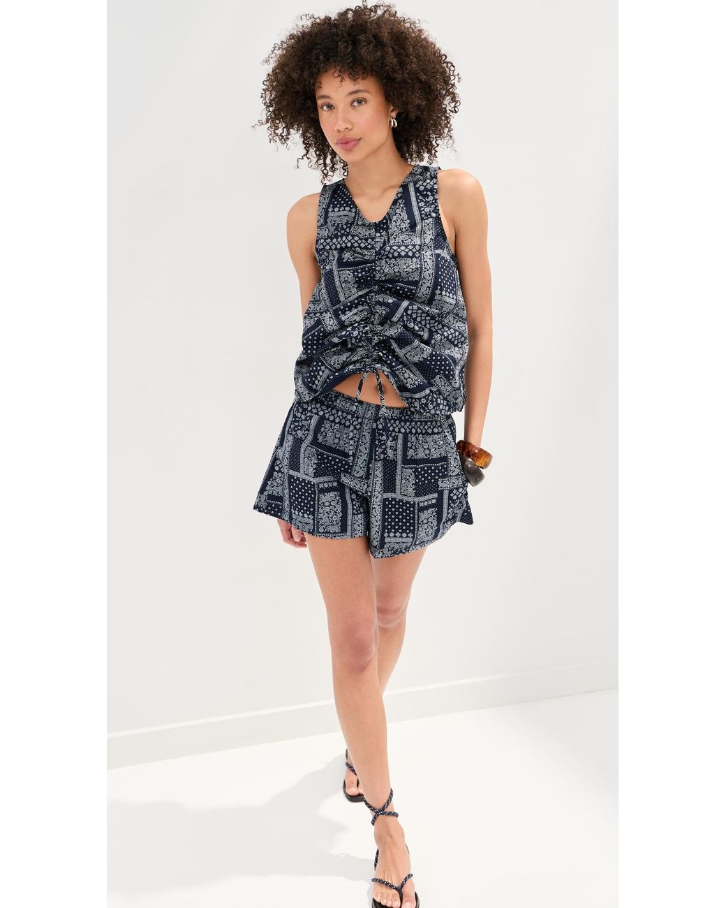 Le Bos Blue Fallon Sleevless Top
