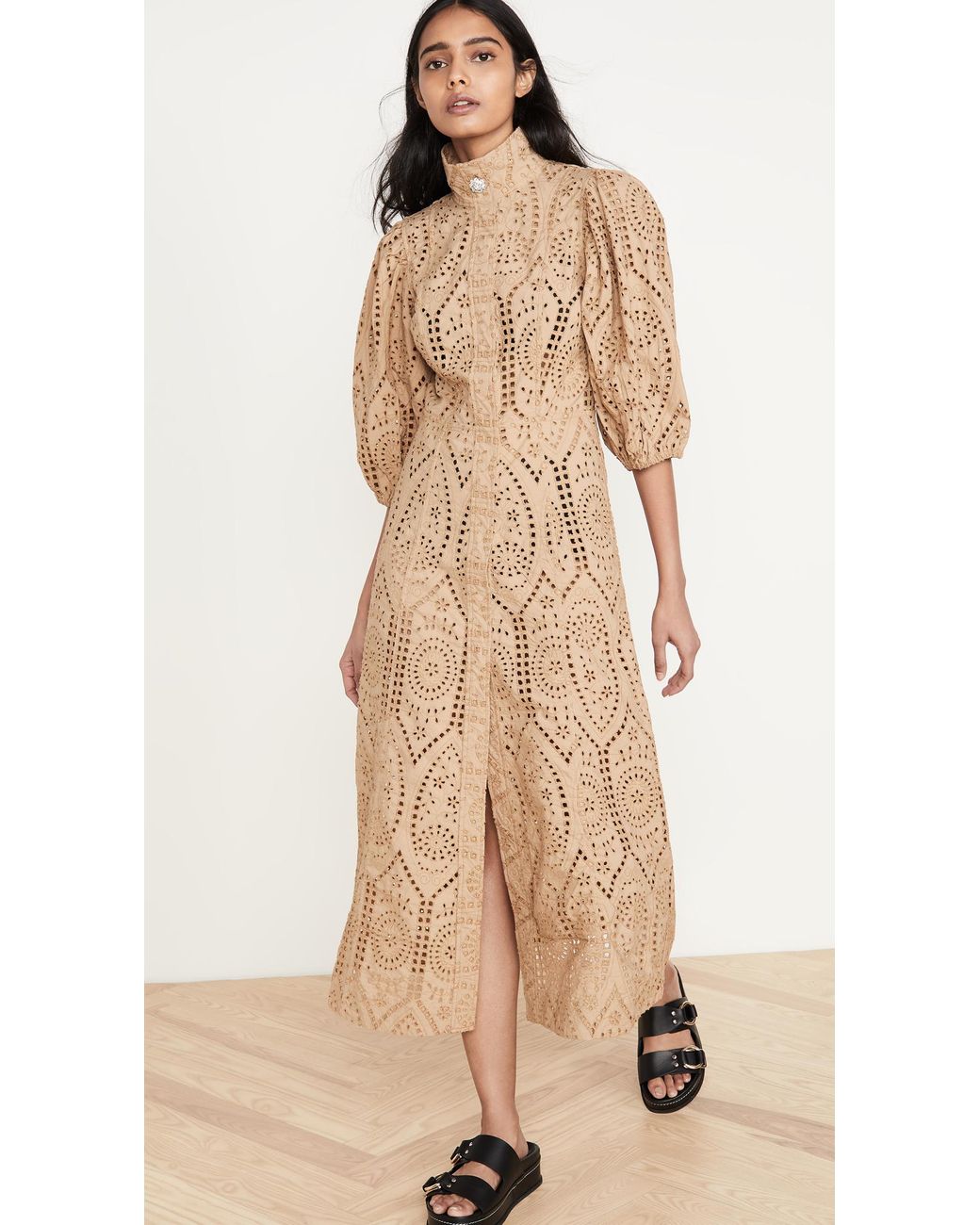 Ganni Broderie Anglaise Dress Lyst