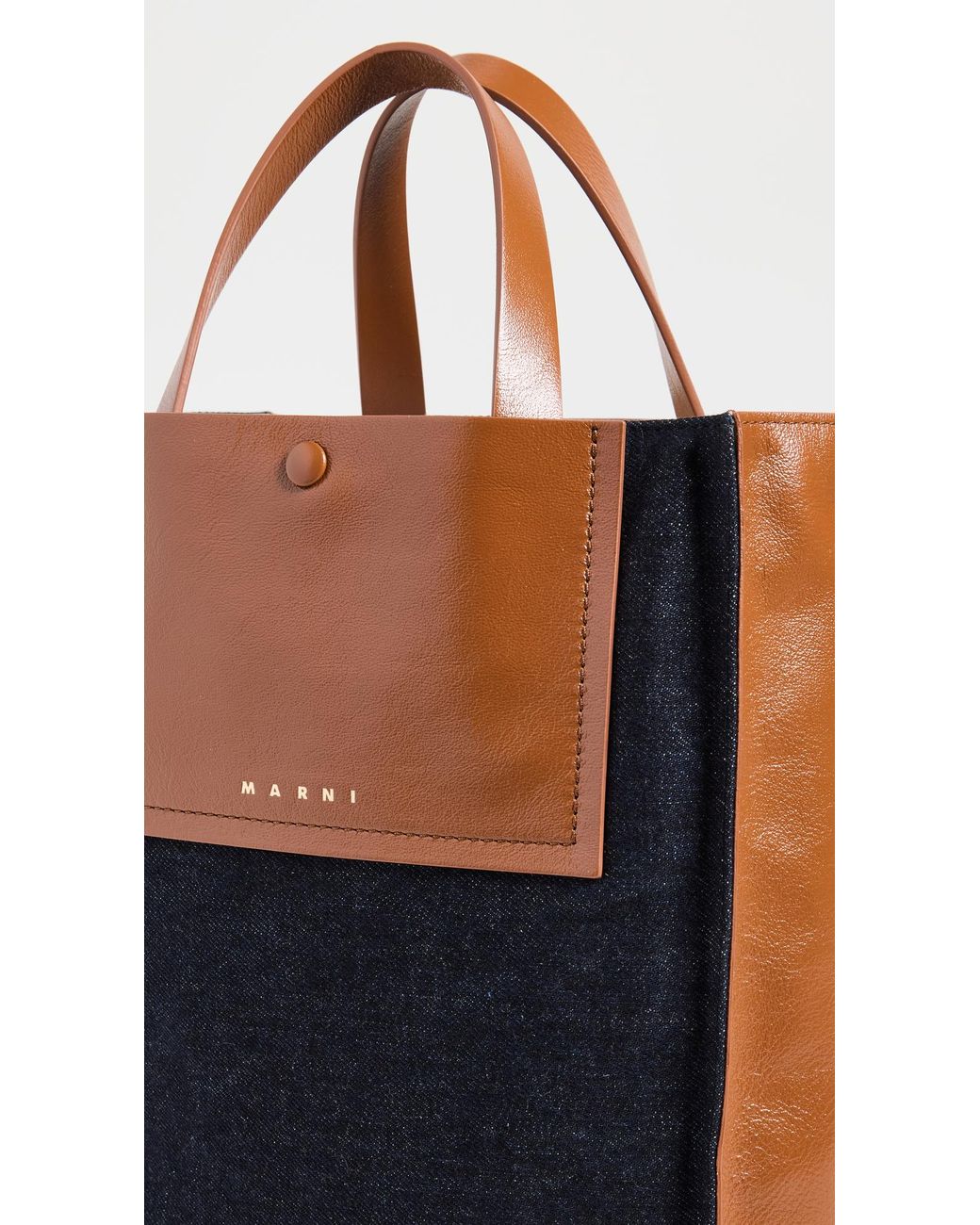 Marni Leather Museo Small Tote With Pocket in Blue | Lyst