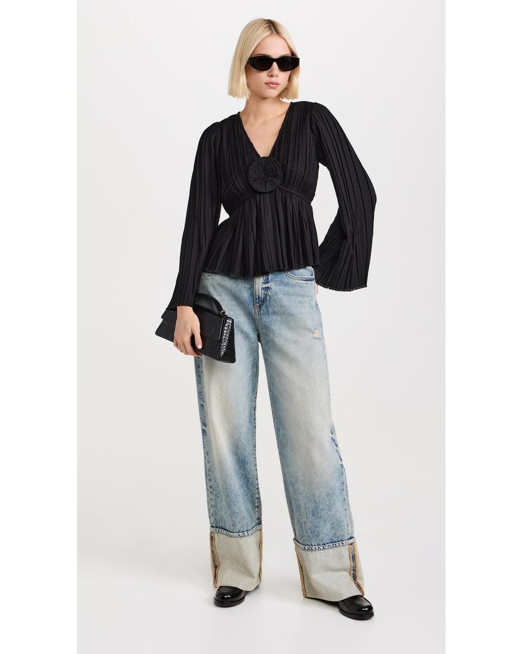 Sea Black Nomi Solid Rosette Top