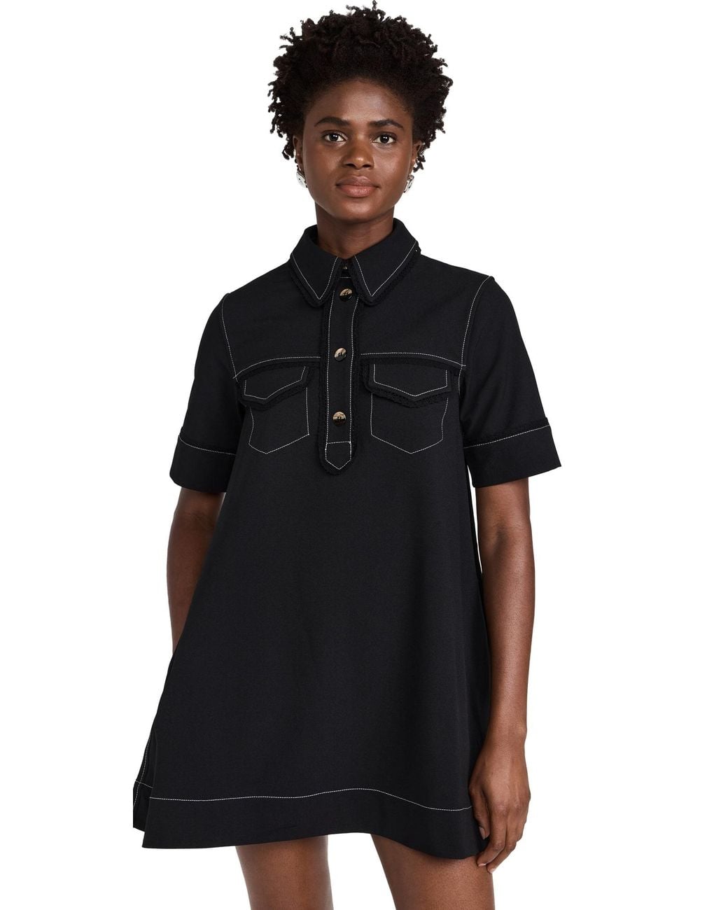 ganni printed crepe mini dress Ganni daisy-print crepe minidress