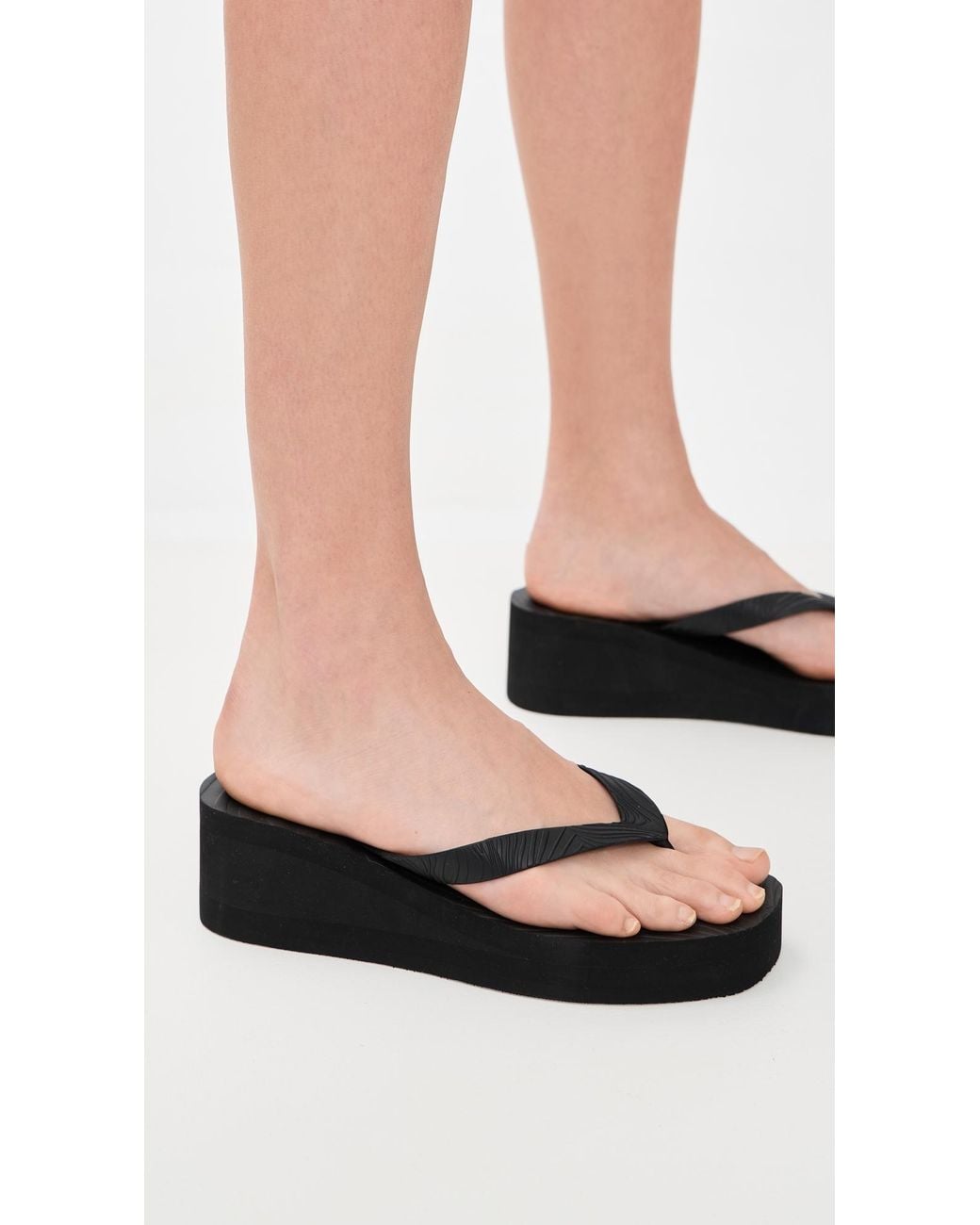 Sleeper Black High Platform Flip Flops