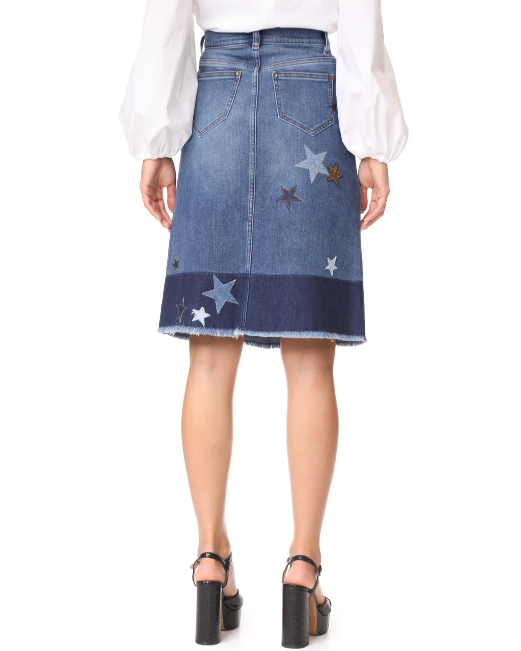 RED Valentino Star Denim Skirt in Blue 
