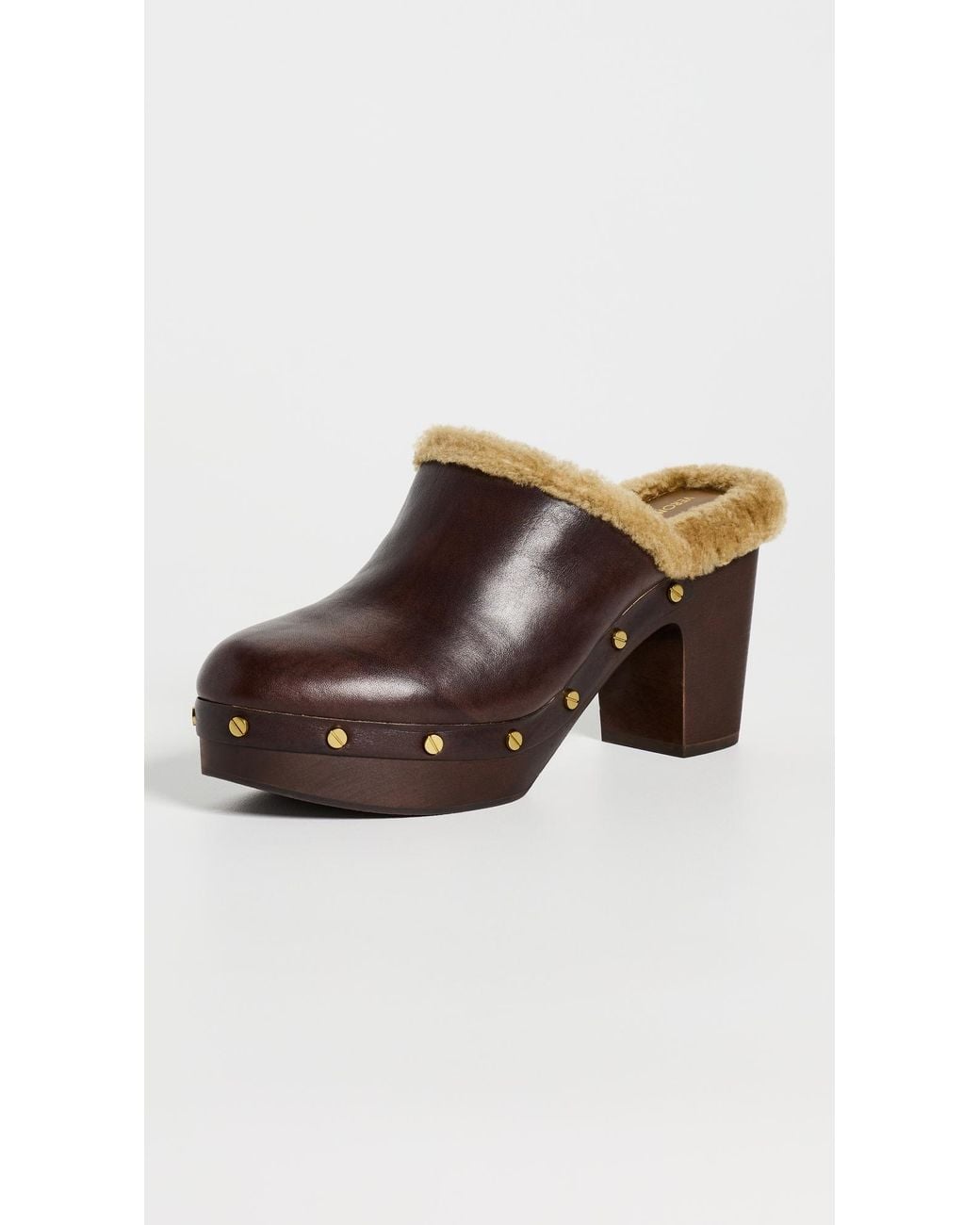 Veronica Beard Brown Larken Shearling Clogs