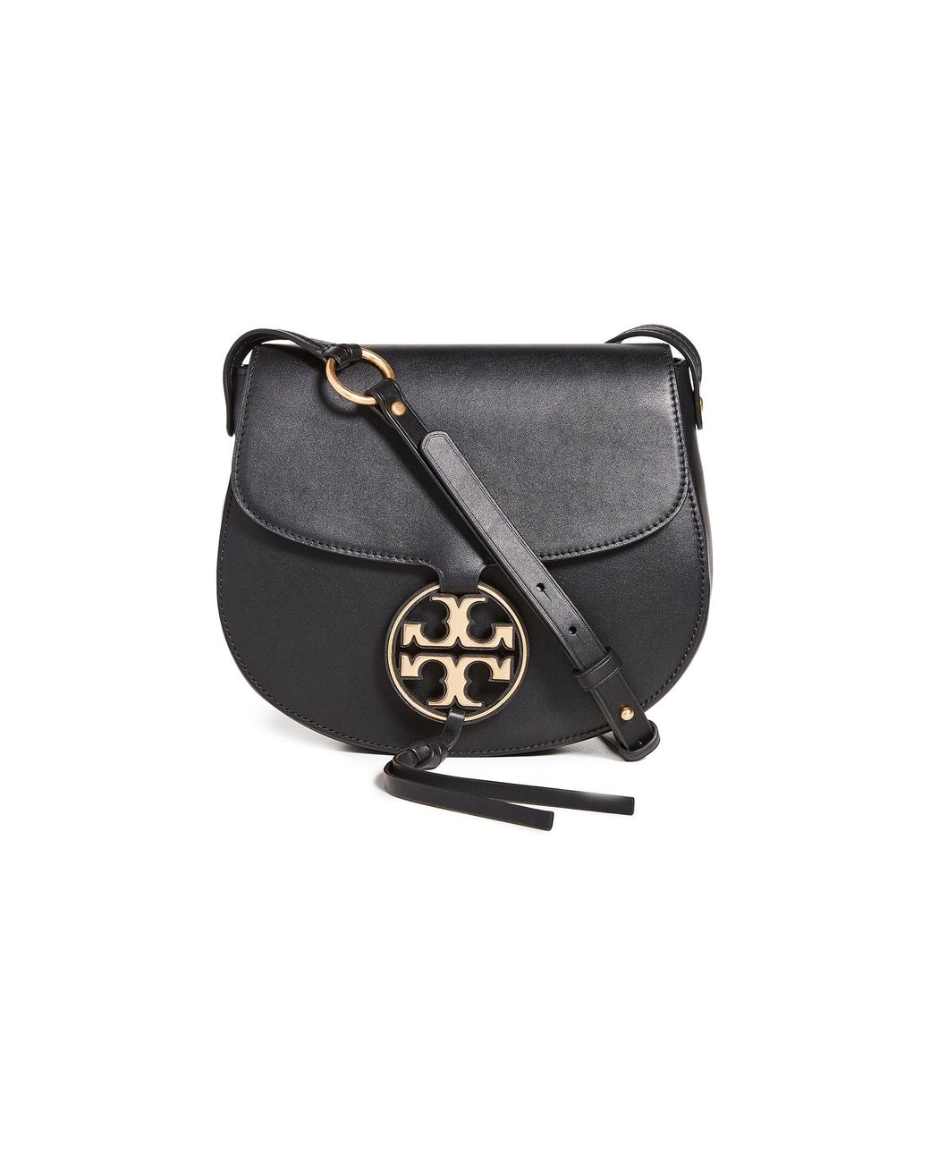 Tory Burch Miller Metal Saddle Bag in Black | Lyst