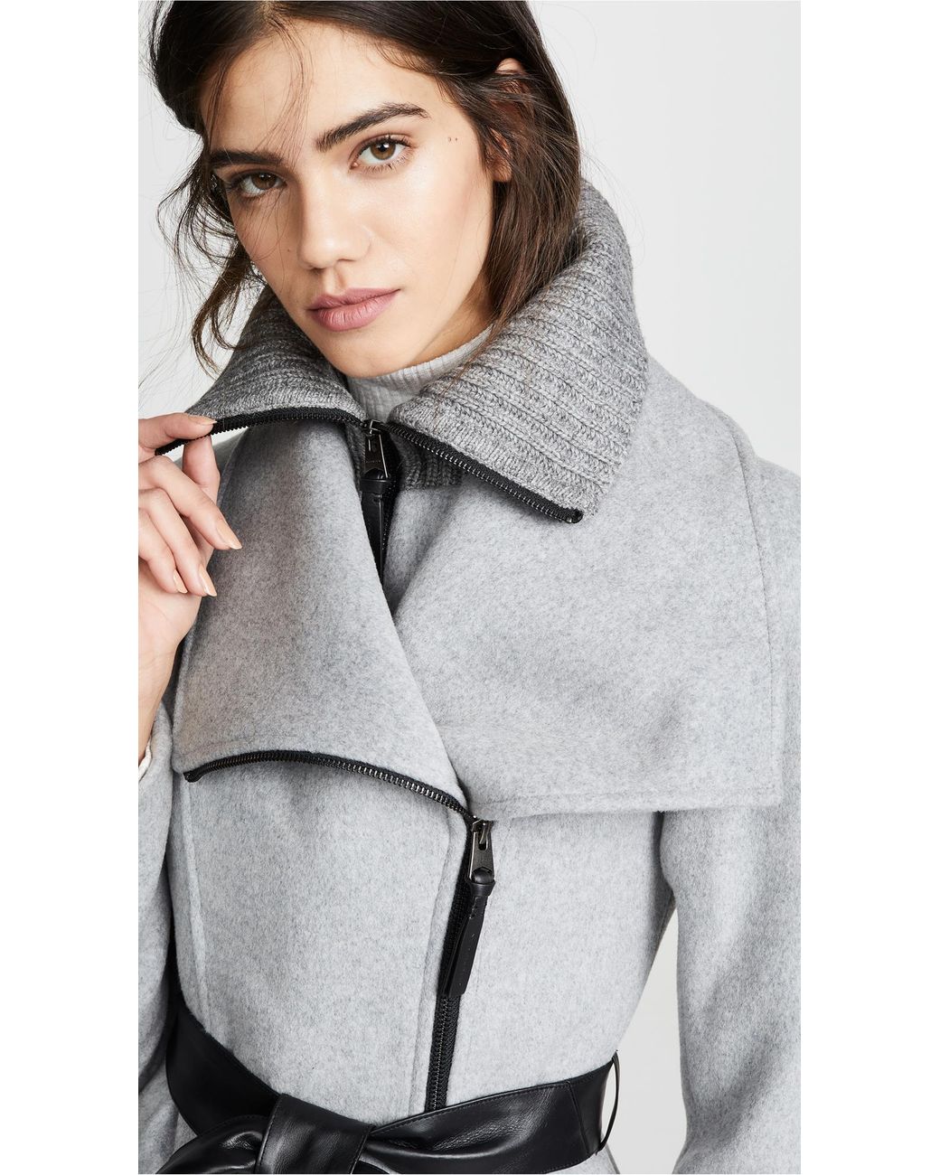 mackage nori belted wide lapel coat