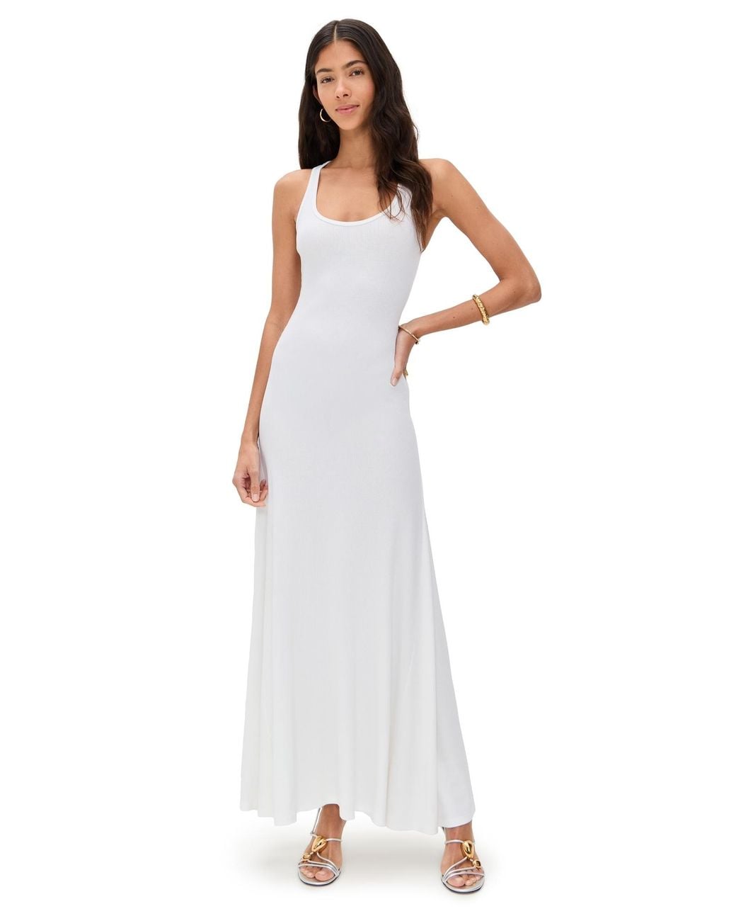 strapless open back dress The Luxe Rib Maxi Dress - White - XXS