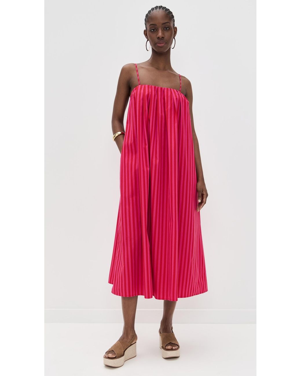 Madewell Poplin A-Line Midi Dress in Red | Lyst Madewell Poplin A-Line Midi Dress in Red | Lyst