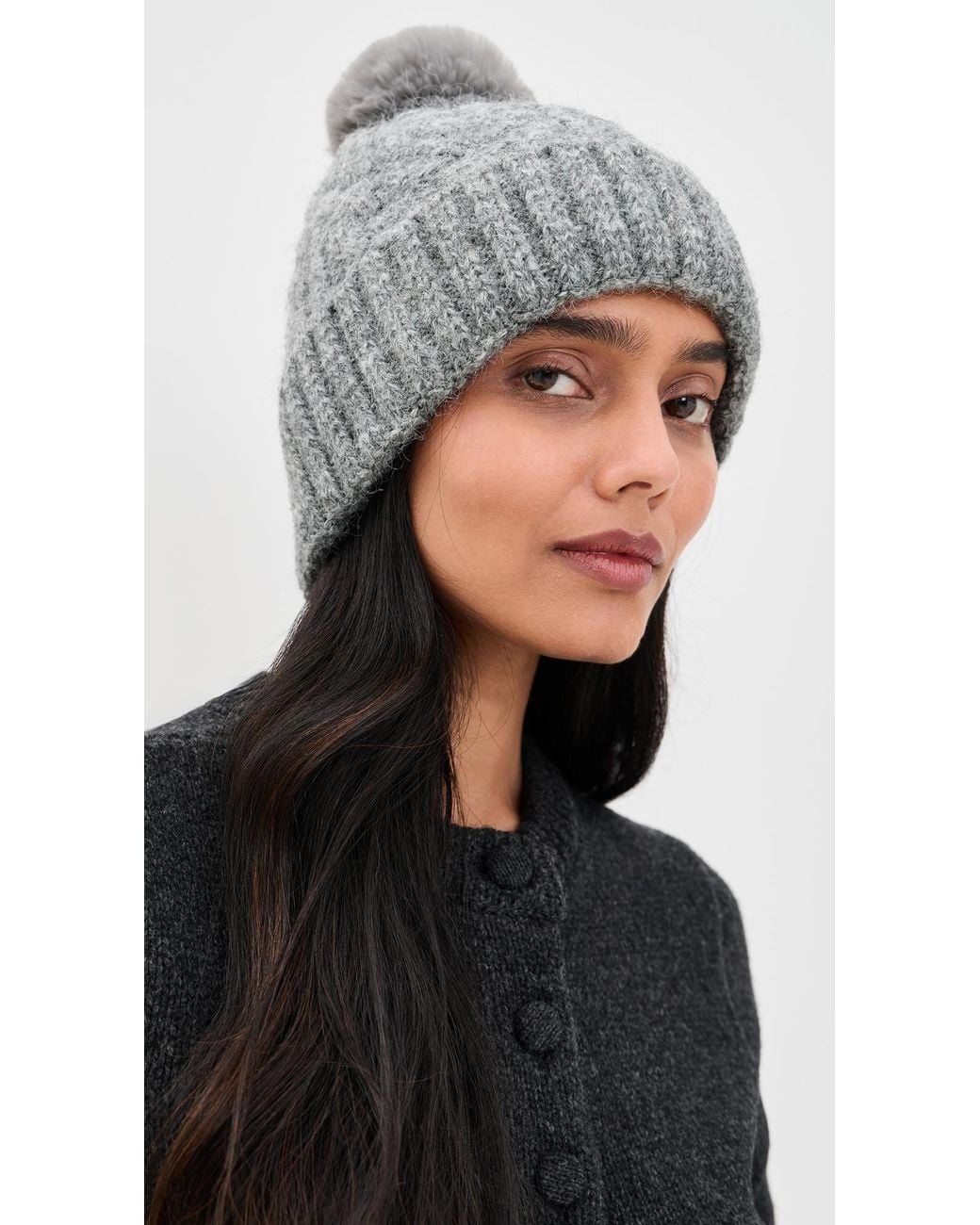 Hat Attack White Alpine Cable Beanie With Pom