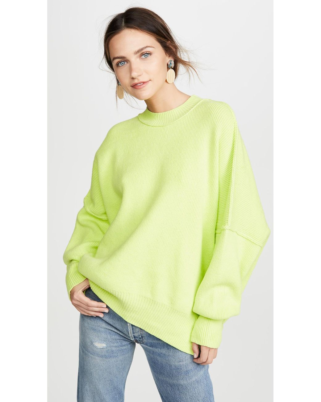 Free People Easy Street Tunic Sweater in Yellow | Lyst Canada