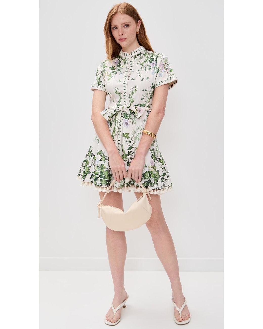 lucy rolled sleeve mini shirt dress Alice + Olivia Lucy Rolled Sleeve Mini Shirt Dress in White