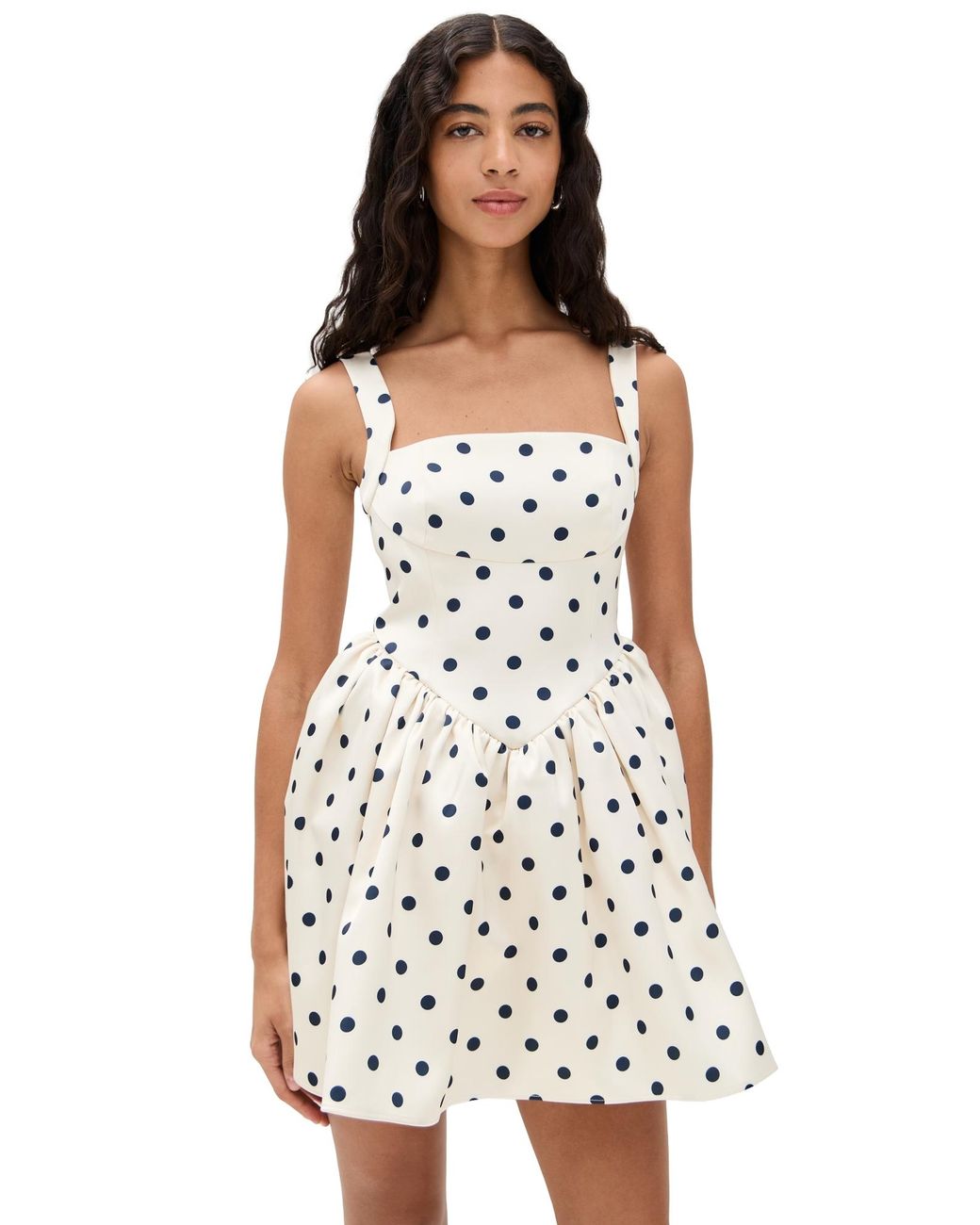 self portrait dot satin printed dress Polka Dot Satin Tie Side Mini Dress self-portrait-US