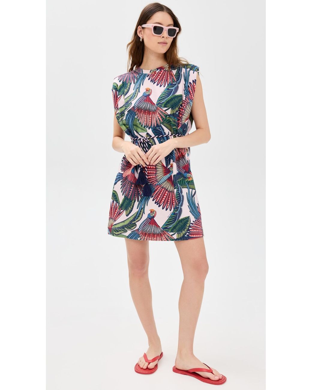 FARM Rio Macaw Flight Mini T-Shirt Dress in White | Lyst