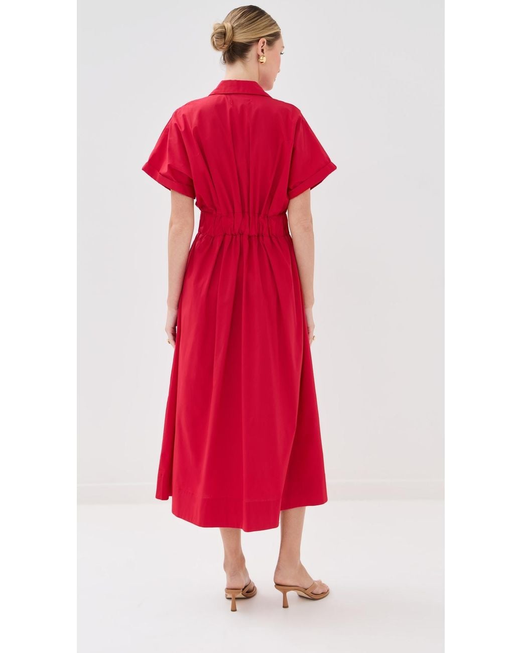 Le Bos Red Roberta Button Down Dress