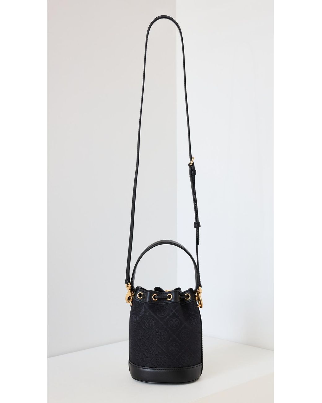 Tory Burch Mini T Monogram Bucket Bag in Black | Lyst Canada