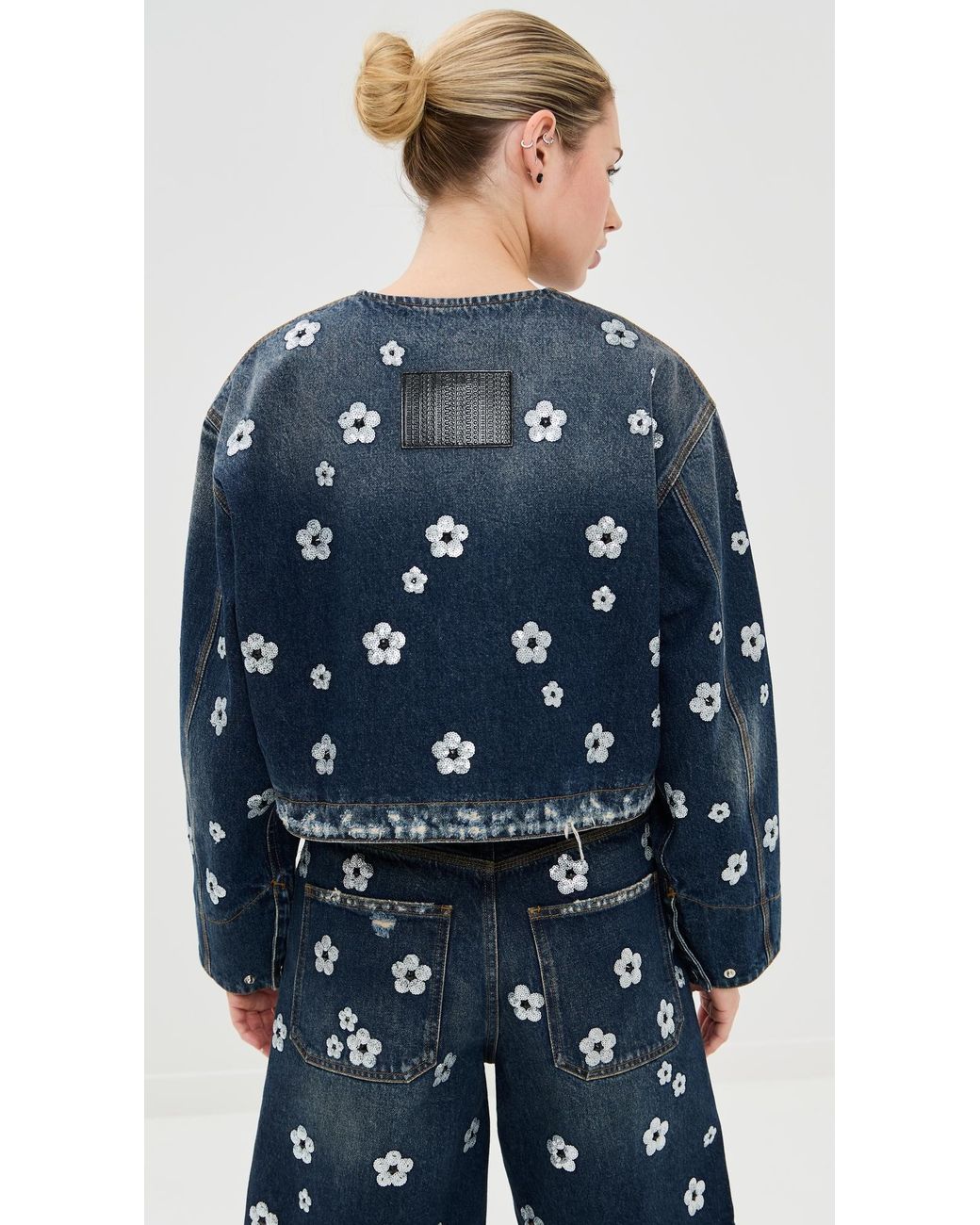Marc Jacobs Sequin Daisy Cropped Jacket in Blue | Lyst