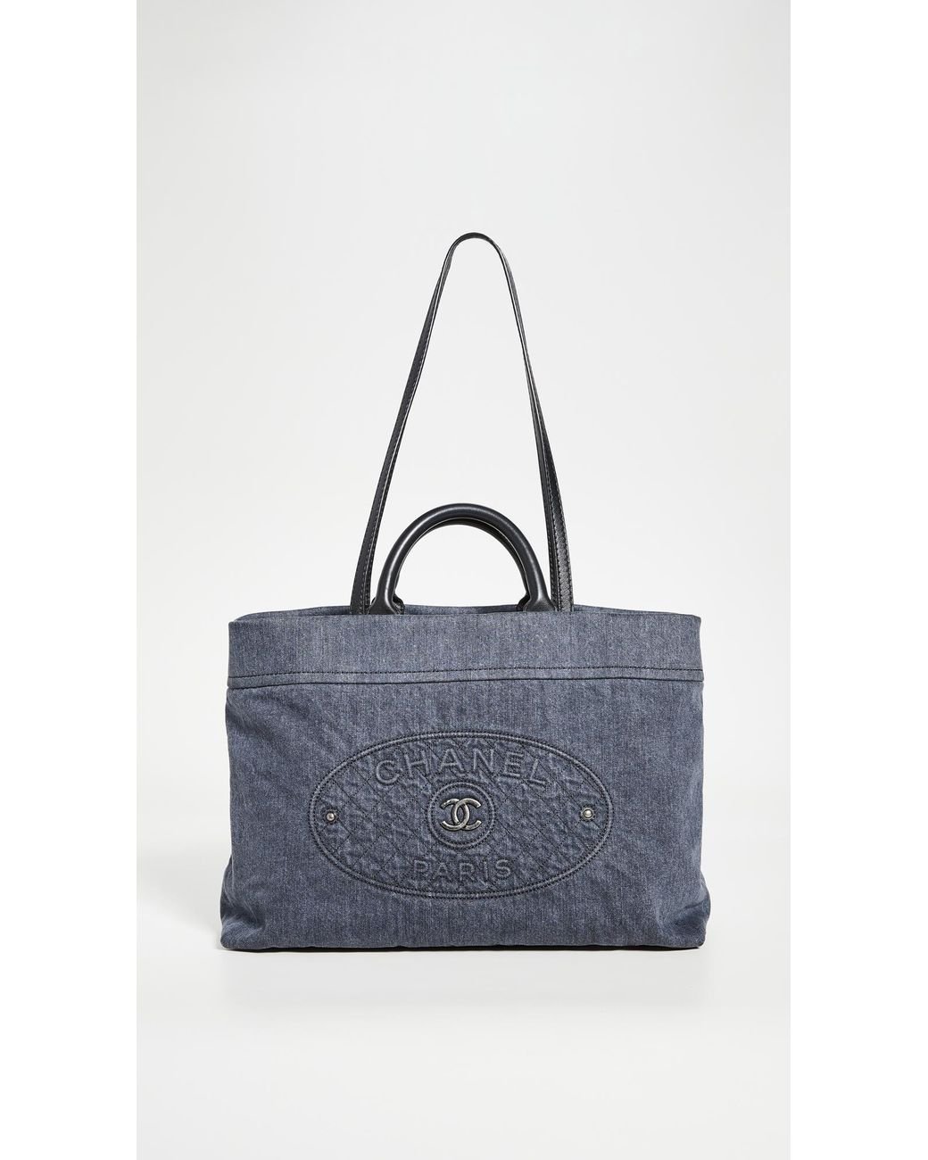 Chanel Black Denim Tote Bag Lyst