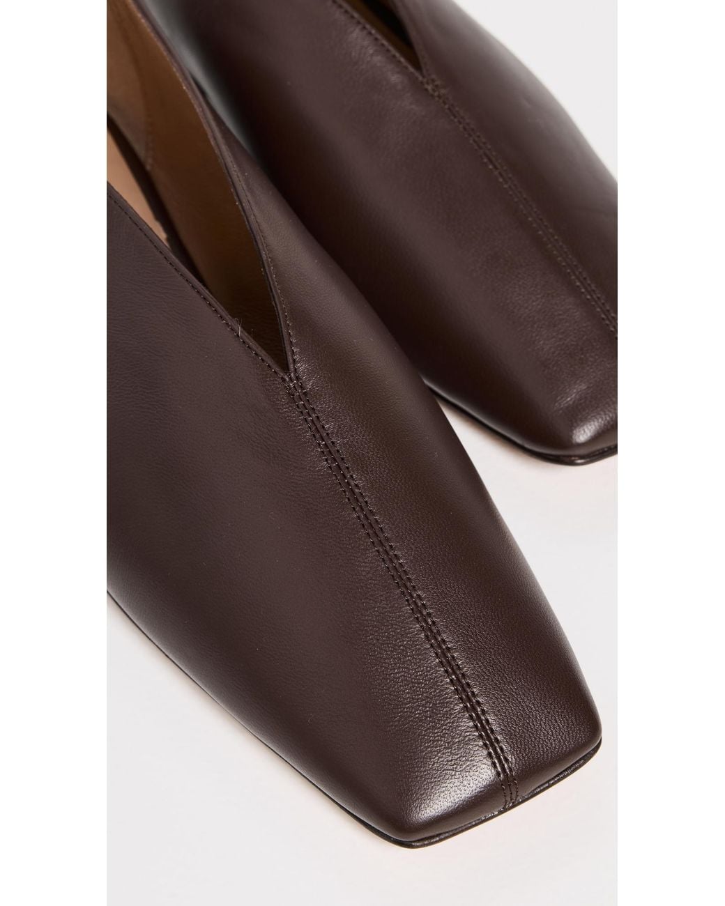Mansur Gavriel Brown Square Soft V Flats