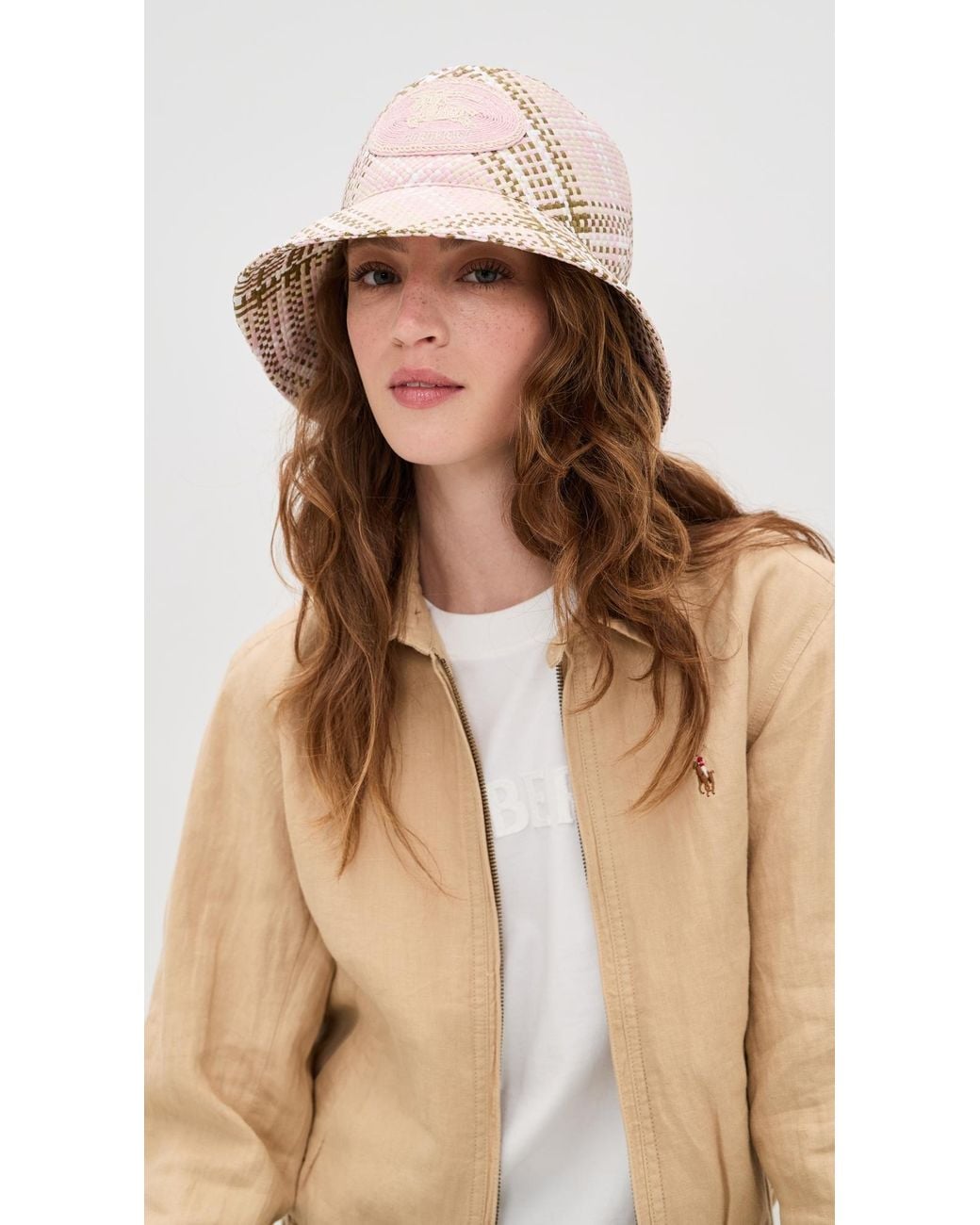 Burberry Multicolor Woven Raffia Bucket Hat