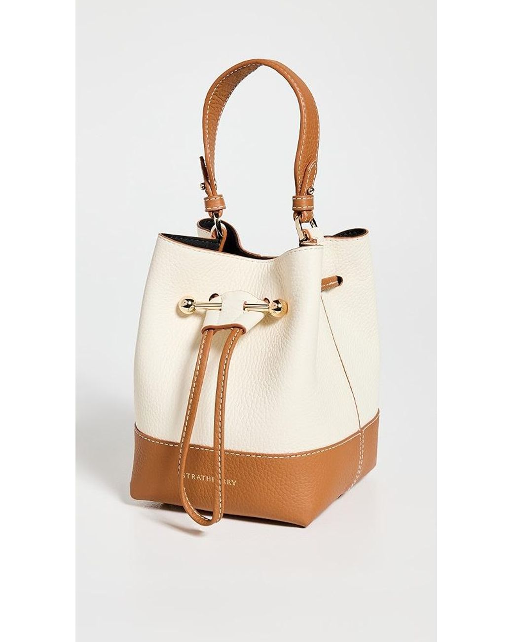 Strathberry Lana Osette Leather Bucket Bag in White