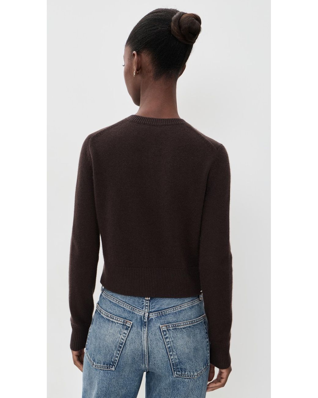 Theory Black Crew Neck Button Down Cardigan