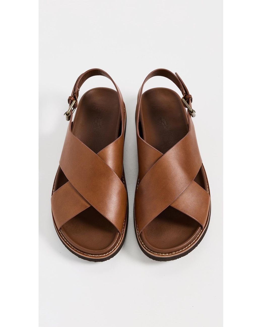Polo Ralph Lauren Zane Leather Sandals in Brown for Men | Lyst