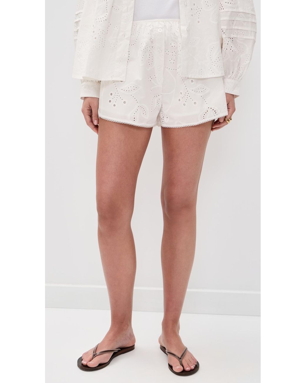Bailey Rose White Eyelet Mini Shorts