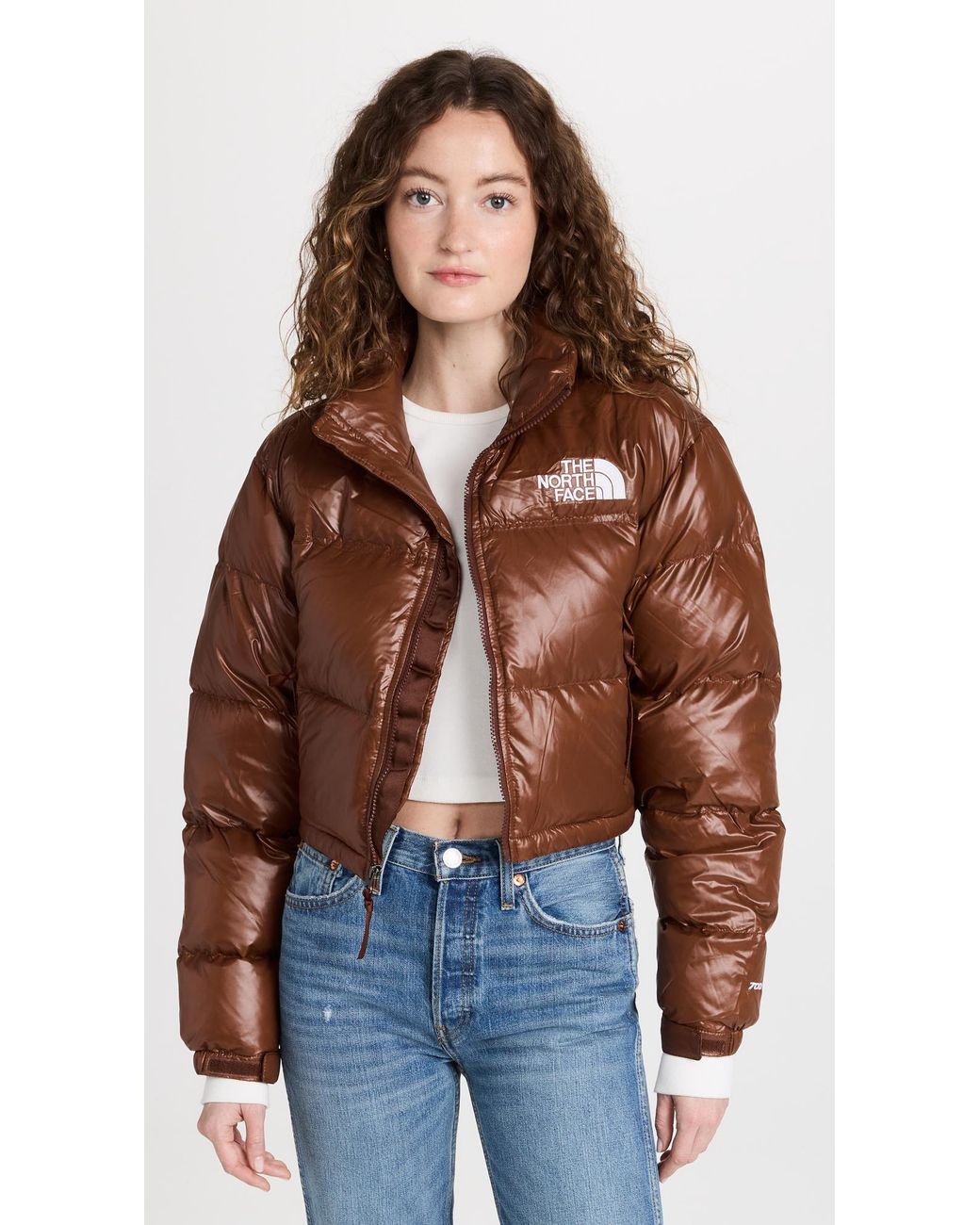 The North Face Women's Nuptse Short Jacket in Brown | Lyst