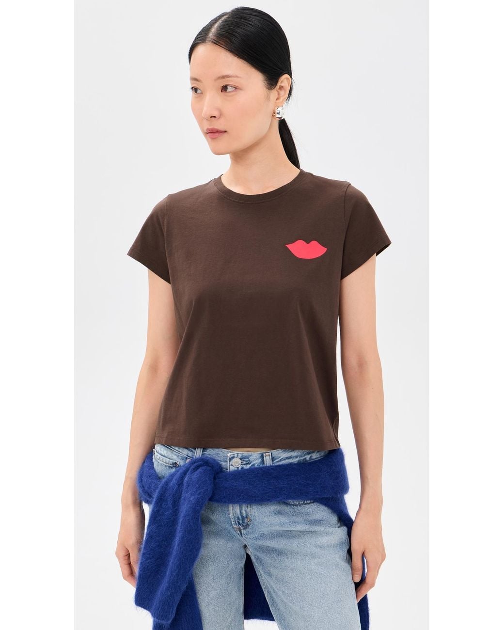 Clare V. Classic Lips Tee in Black | Lyst