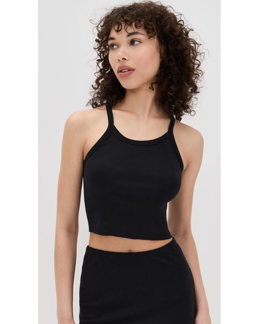 ÉTERNE Black Cropped Rib Tank