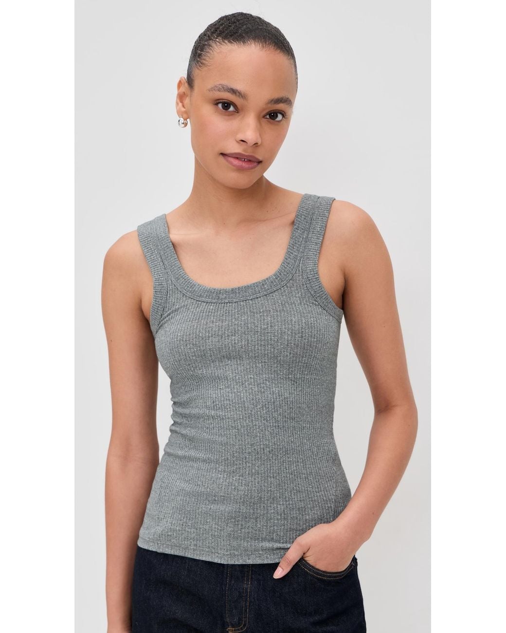 Rag & Bone Gray The Essential Rib U Neck Tank