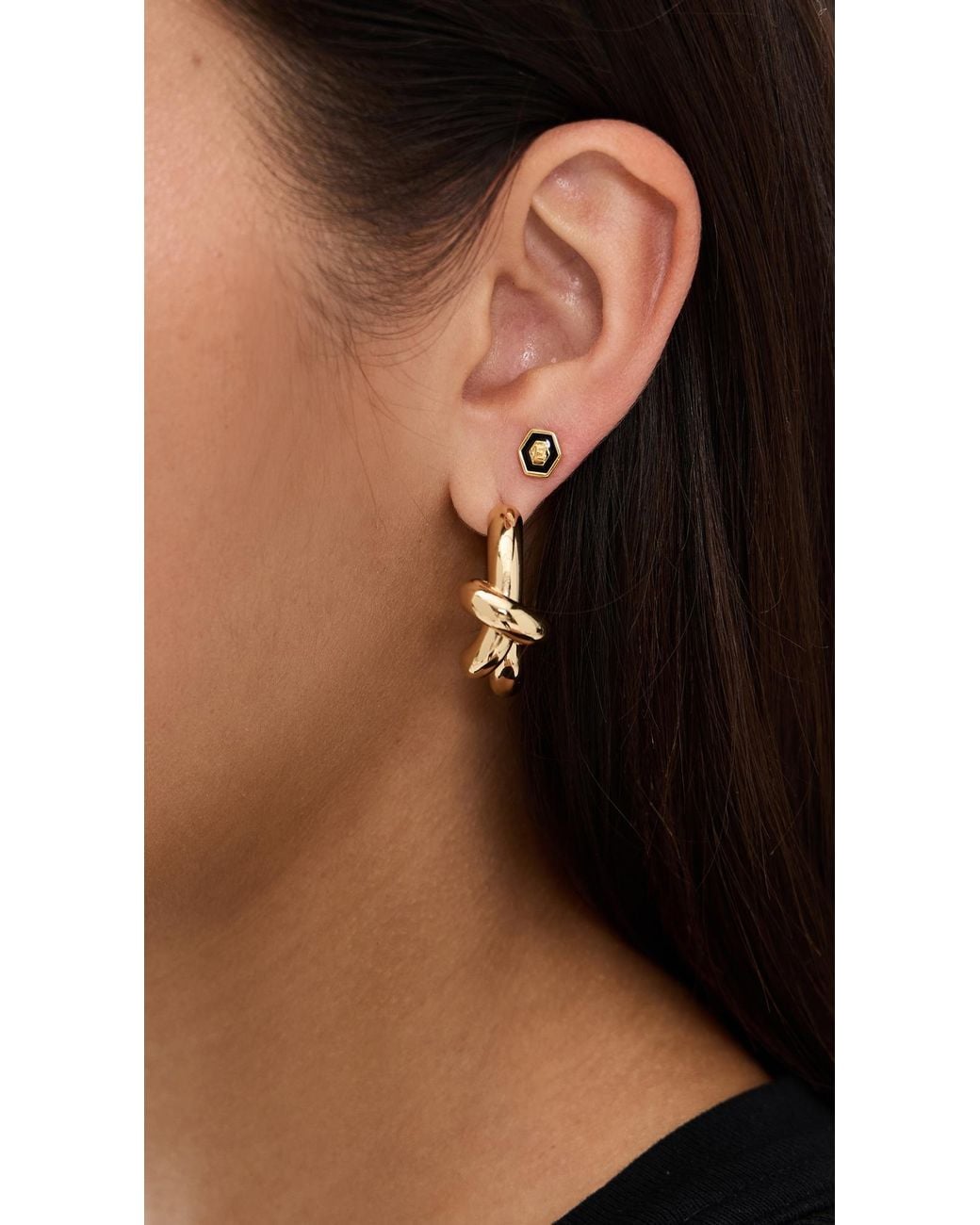 Gwen Beloti Multicolor Initial Hex Stud Earrings
