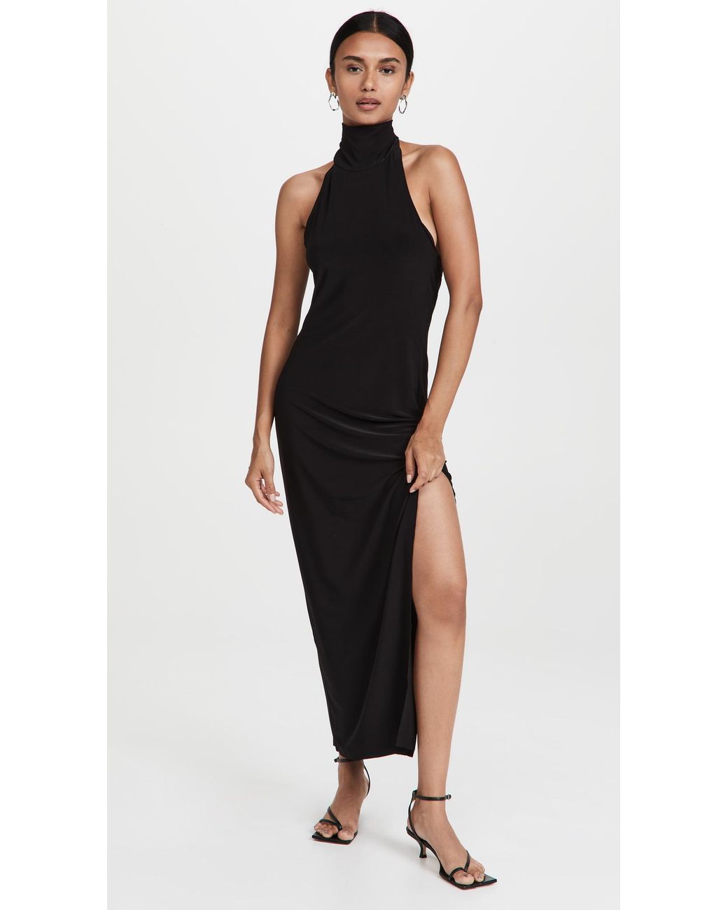 black halter dress with slit