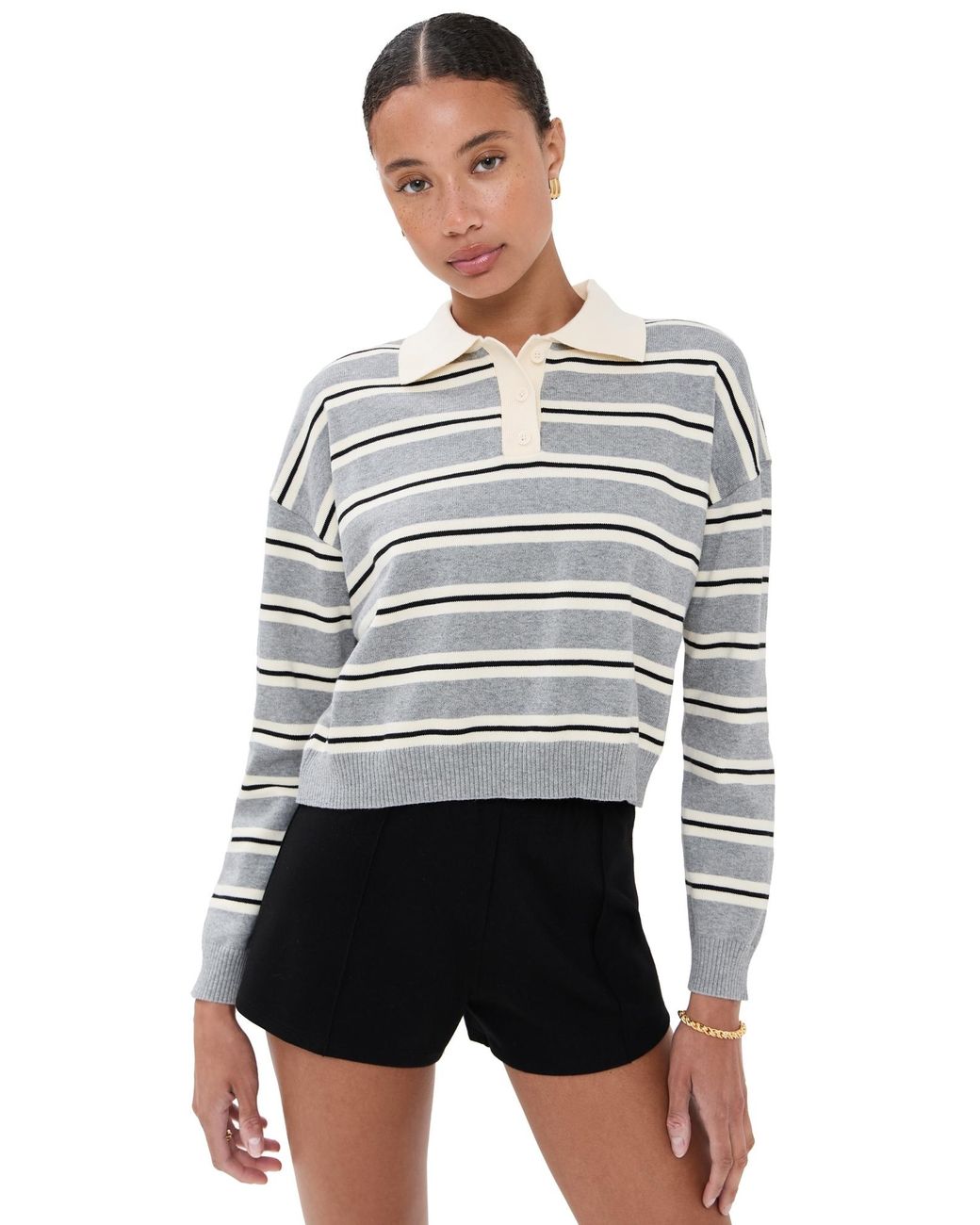 Le Bos Black Zadie Cropped Polo