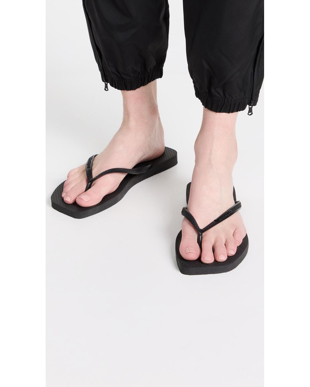 Havaianas Black Slim Square Solid Flip Flops