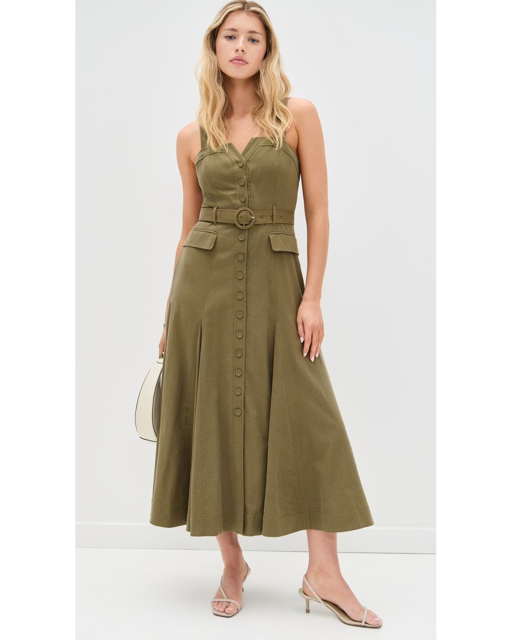 green emerald velvet dress Boden Cecily Belted Long Sleeve Cotton Corduroy Midi Dress in Woodland Green at Nordstrom, Size 2 main image 0