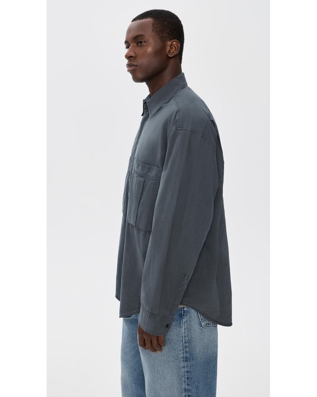 Agolde Blue Clark Front Pocket Button Down Shirt for men