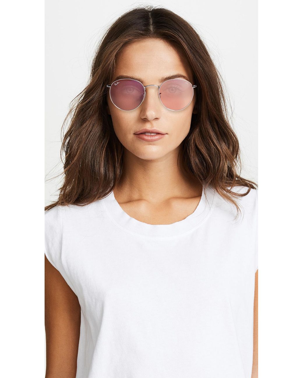 Ray-Ban Rb3447 Round Metal Evolve Sunglasses in Silver/Pink (Pink) | Lyst